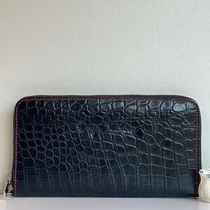 Roger Ximenez Mock Croc Black Women's Leather Clutch New Without Tag 🏷️